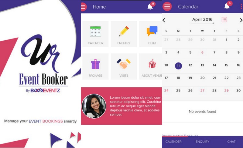 UR Event Booker App features