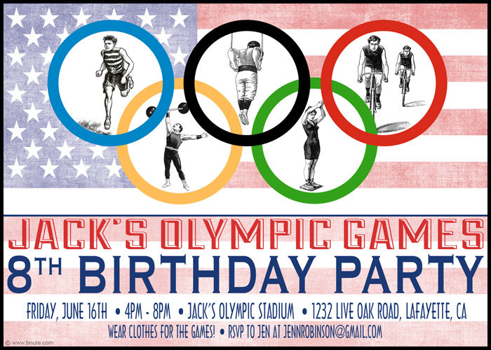 Olympic themed birthday invite