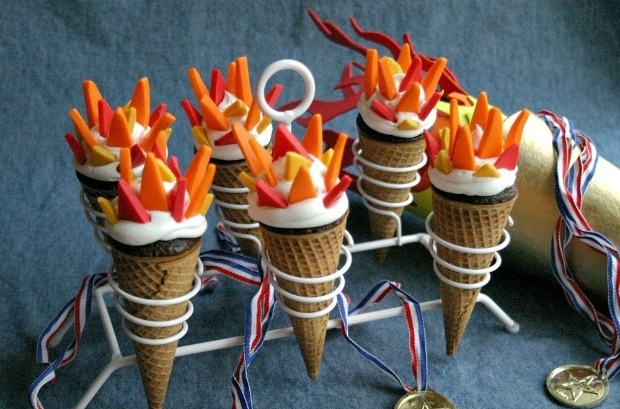 olympic torch cupcakes