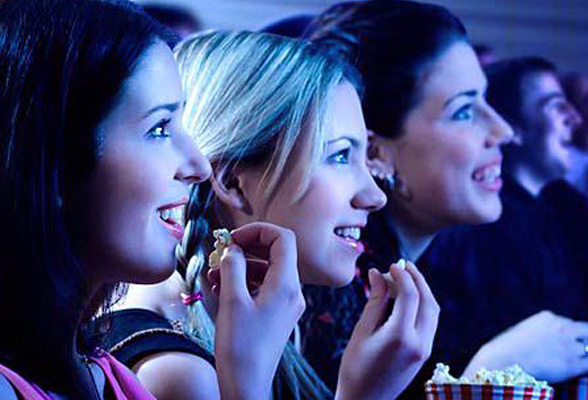 3-girls-watching-movie-bachelorette party ideas
