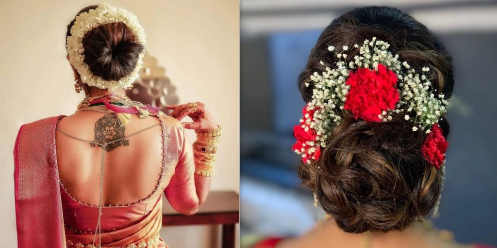Floral bun hairstyle Inspo for brides or their family ( mother's, sisters  and cousins ) | Bridal hair buns, Low bun wedding hair, Bridal bun