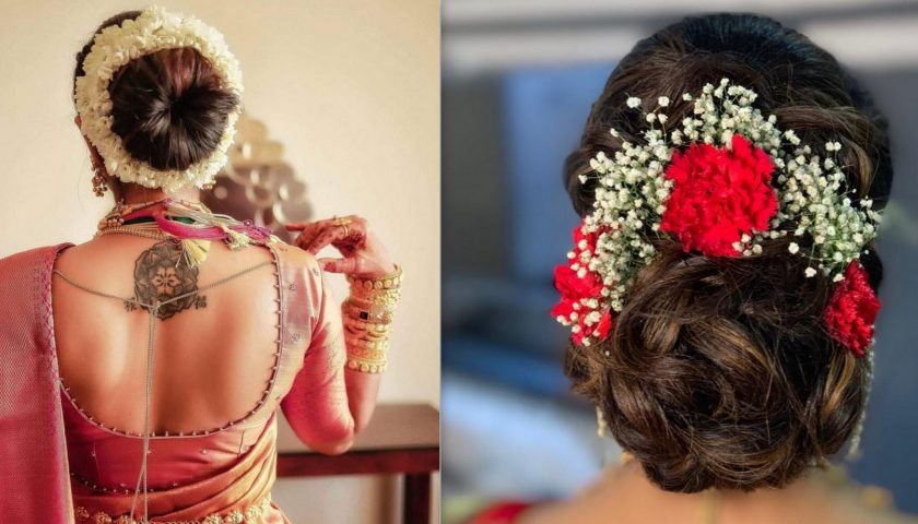 South Indian Bridal Makeup And Hairstyle Tutorial |Simple Bridal Bun  Hairstyle &Makeup For Reception