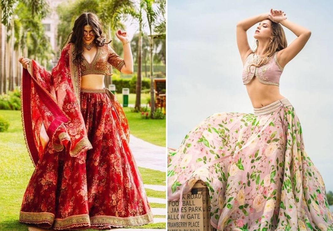 Designer Floral Lehenga Choli Wedding Lehengas Indian Outfits Organza  Lehahnga | eBay