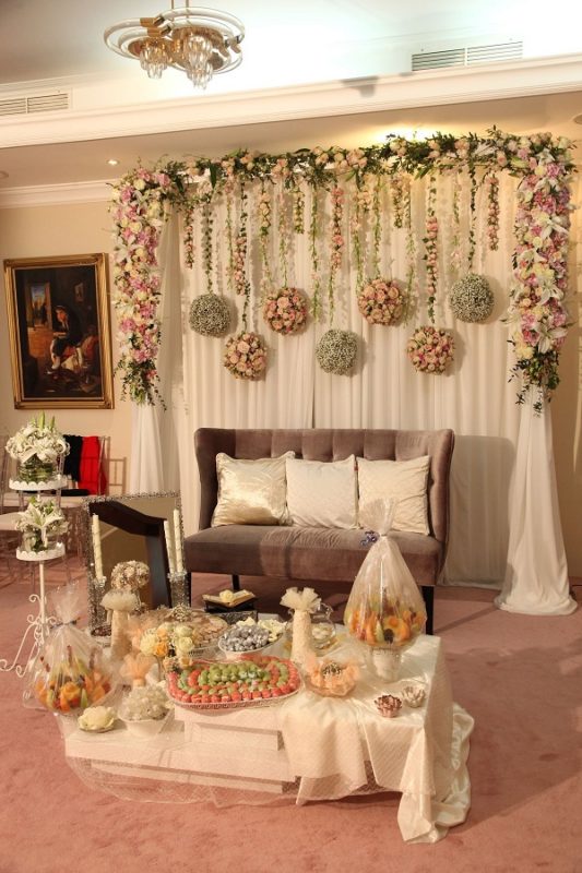 Engagement Stage Decoration - floral tassels