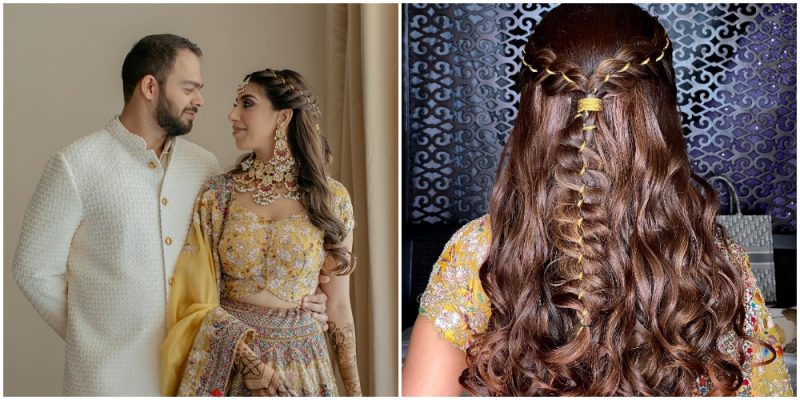 braid with gota patti - lehenga hairstyles