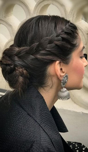 braided bun - hairstyles for saree