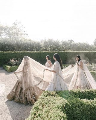 bridesmaids will carry the veil - bridal entry