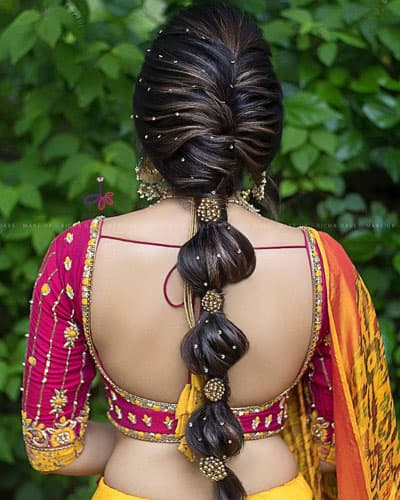 bubble braid - lehenga hairstyles