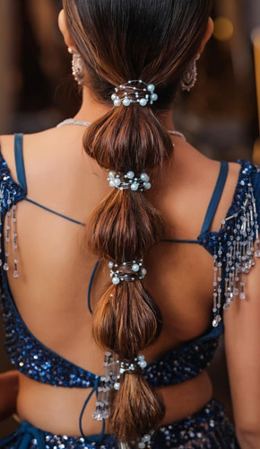 bubbly ponytail - hairstyles for saree