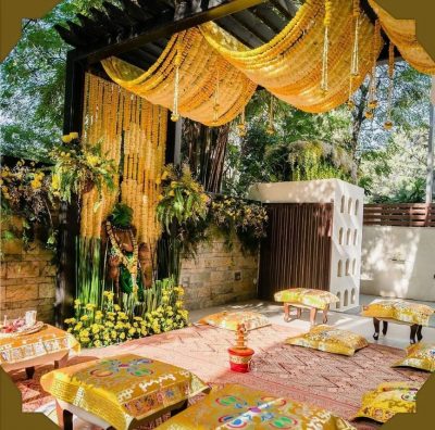 terrace decoration for haldi ceremony