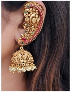 ear cuff jhumka - bridal gold jhumka designs
