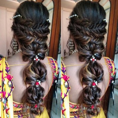 fishtail crown with messy braid hairstyle