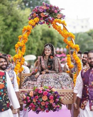 floral basket shaped doli - bridal entry
