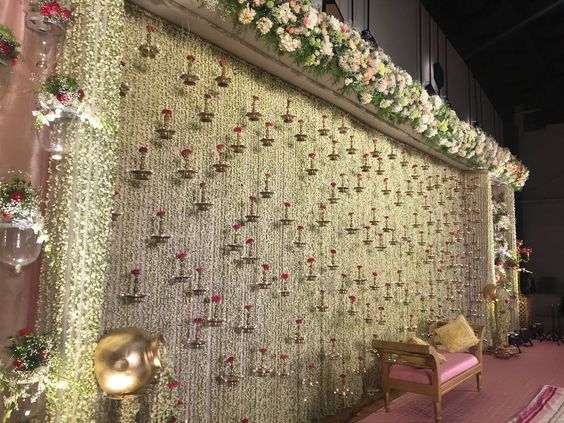 floral chains - Flower Wedding Stage Decoration