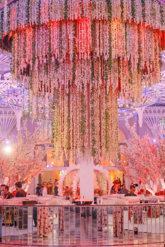 floral chandelier - Flower Wedding Stage Decoration