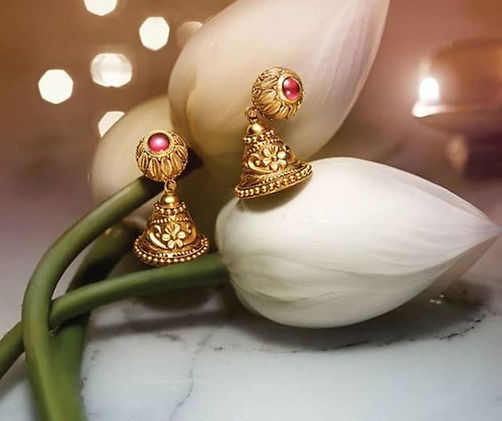 floral jhumka - bridal gold jhumka designs