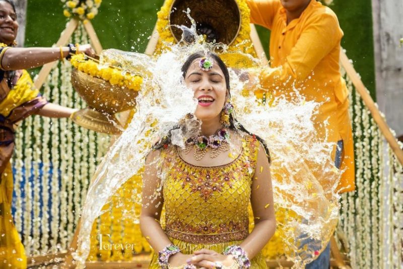 getting drenched - haldi poses