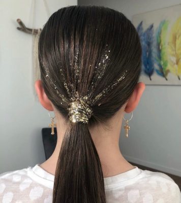 glittery ponytail
