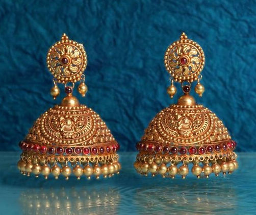 gold temple jhumka - bridal gold jhumka designs