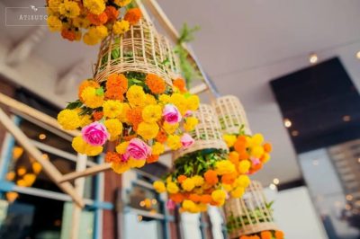 hanging flower baskets for haldi decoration