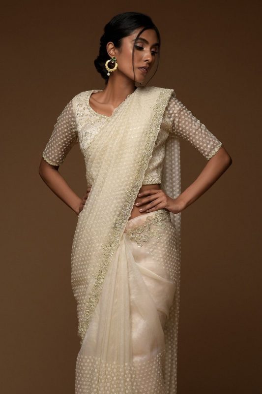 Reception Dress - ivory saree