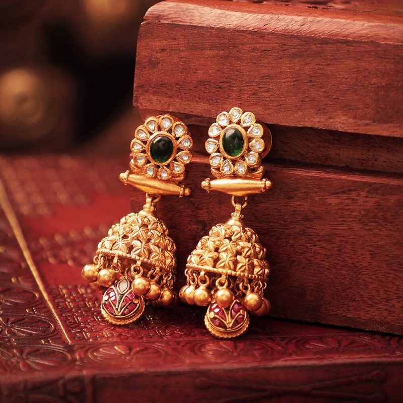 jadtar earrings - bridal gold jhumka designs