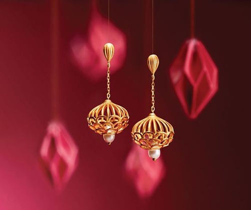 lantern inspired jhumka - bridal gold jhumka designs