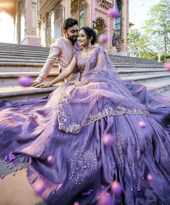 lavendar and lilac - engagement dresses for couples