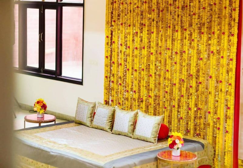 Mehndi Decoration at Home - marigold 