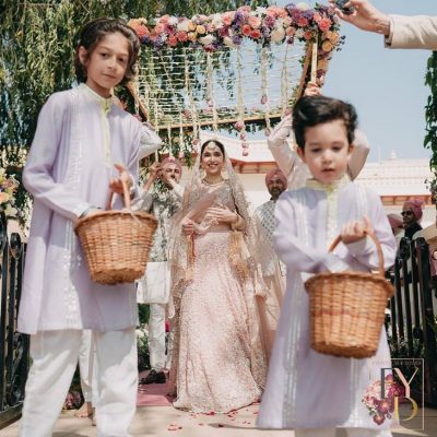 nephews as flower boys - bridal entry