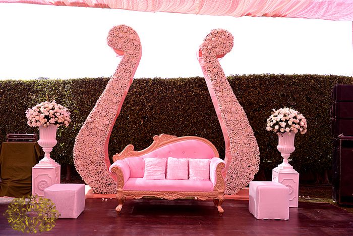pink pastel theme for engagement stage decoration