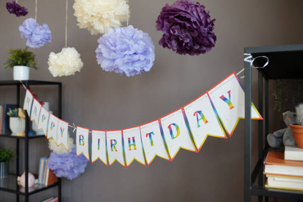 Simple Birthday Decoration at Home - pom pom