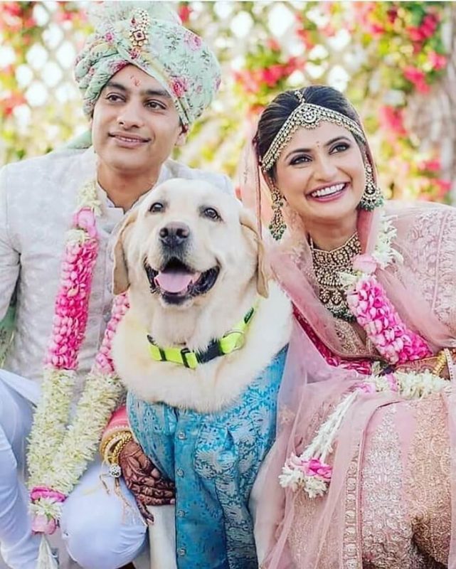 pose with your furry friend - wedding photoshoot