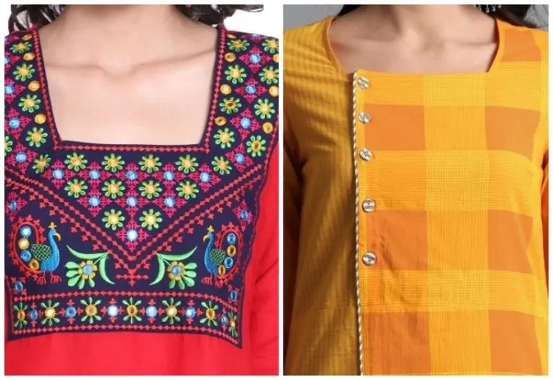 rectangle neck design - kurti neck designs