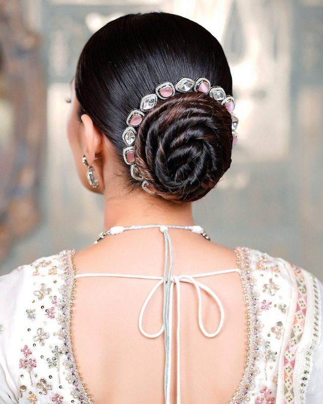 Pin by Ramya Sree Boppana on Quick Saves | Hair style on saree, Hairdo  wedding, Indian hairstyles