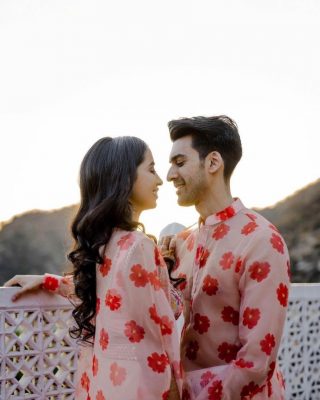 rosy patterned outfits - haldi outfits