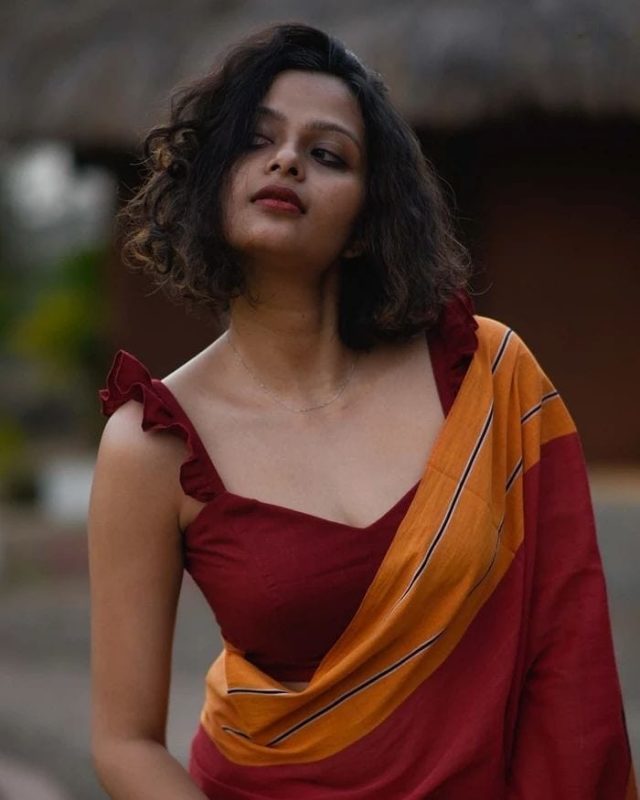 ruffled strap - silk saree blouse designs