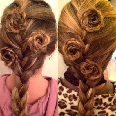 sophisticated french braid hairstyles with rosettes