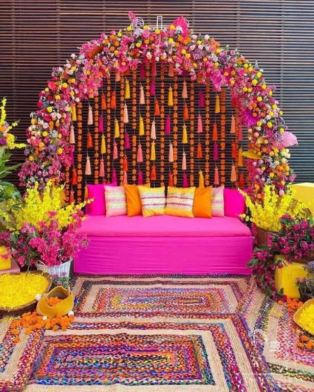 Mehndi Decor - tassels and florals