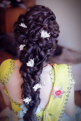 twisty braid with white flowers