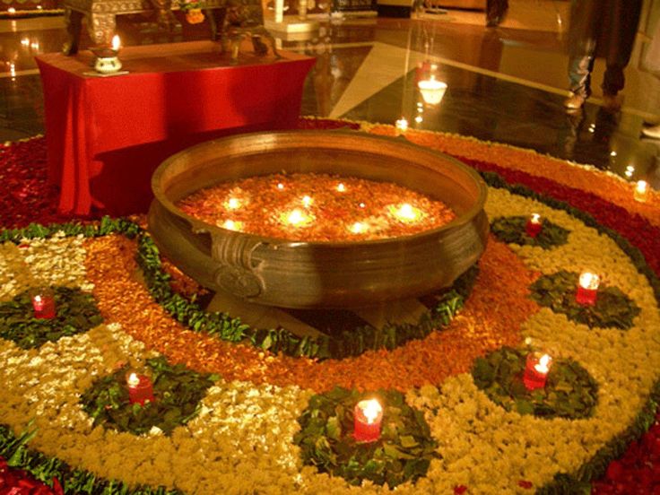 Flowers and Diya Decor