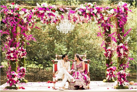 pink floral contemporary mandap