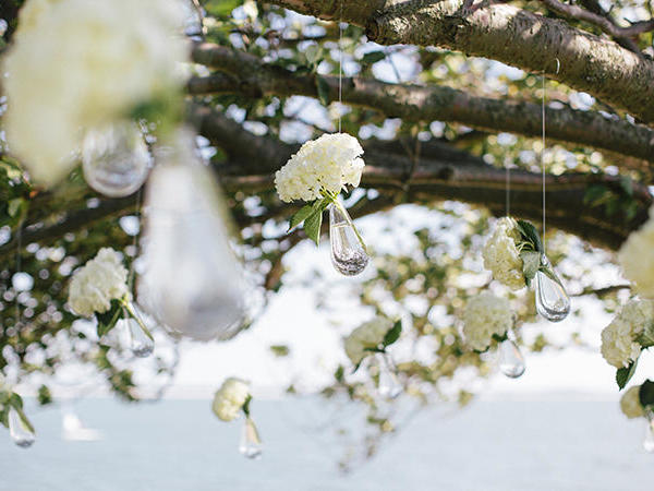 white roses crystal sling wedding prop