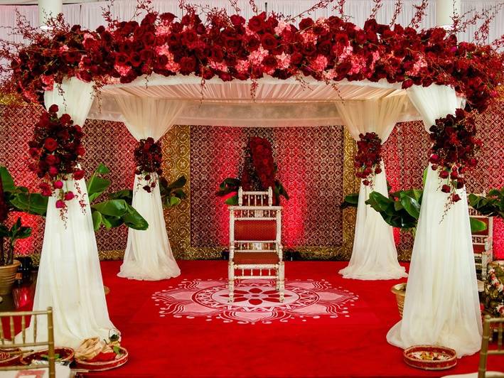 red rose floral mandap wedding prop