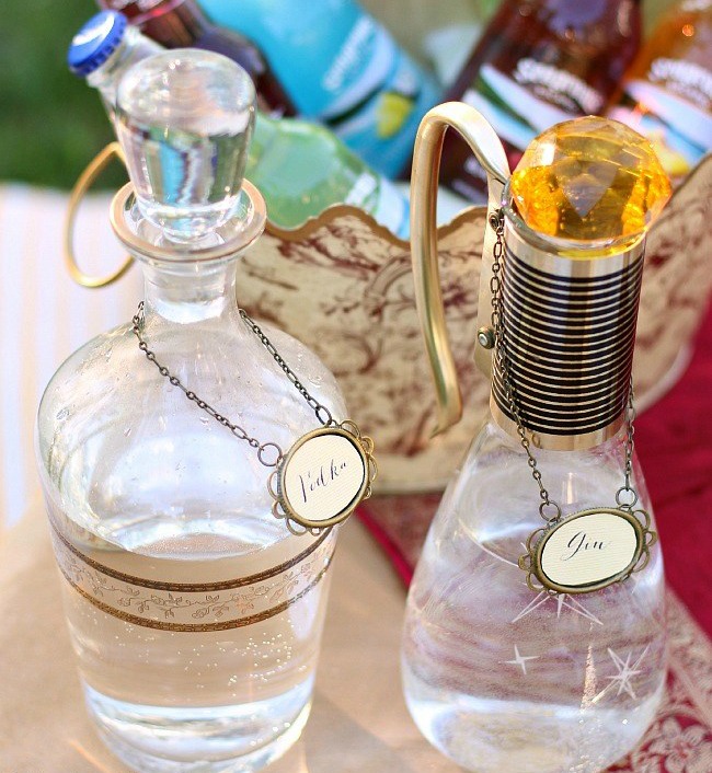 Moroccan themed cocktail bottles- cocktail party theme ideas