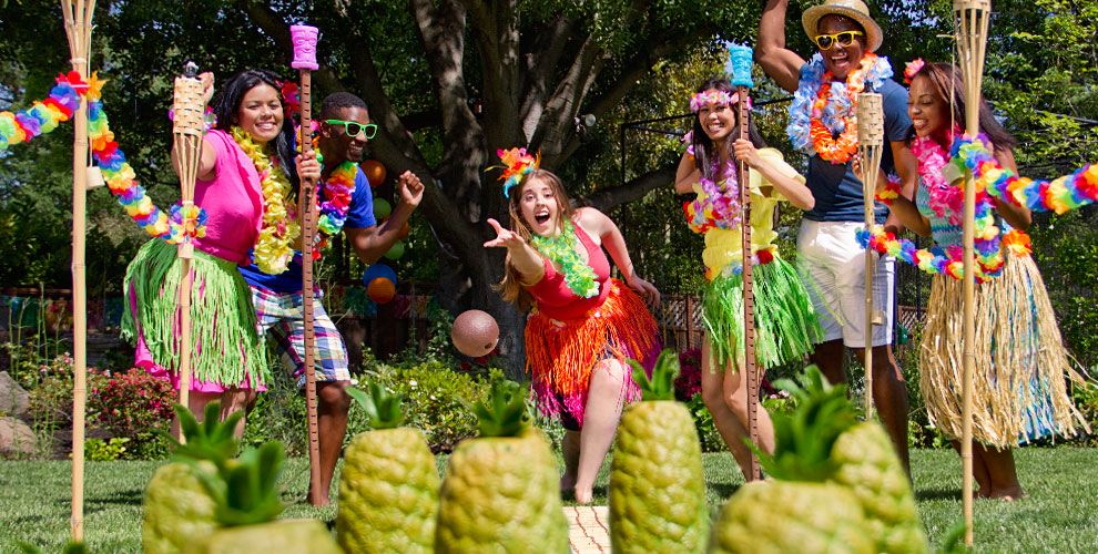 coconut bowling- tropical cocktail party theme ideas