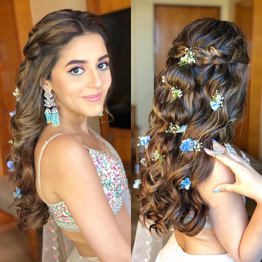 Half-Tied Braided Hairstyle for Wedding Party