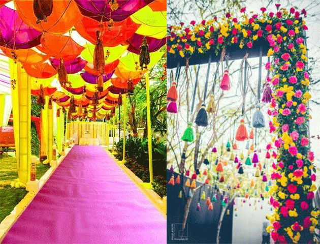 indian wedding entrance walkway decor ideas