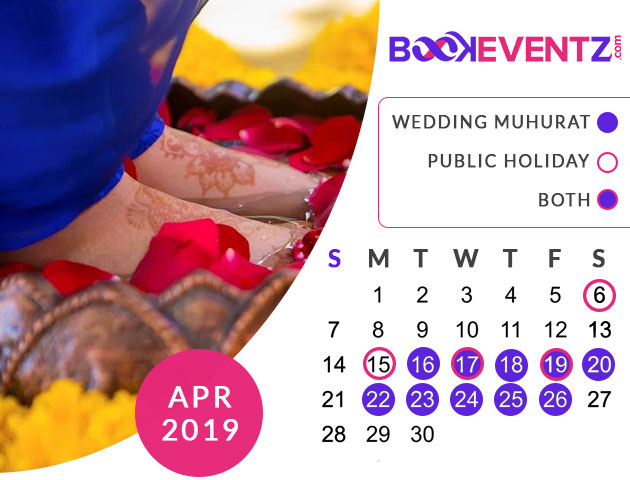 Wedding Dates in April 2019, Marriage Dates in April 2019, marriage dates in 2019, marriage muhurat in 2019, 2019 marriage dates, wedding dates in 2019, hindu calendar 2019