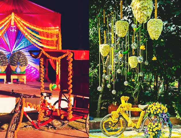 Cycle wrapped in flowers - Mehendi Decor